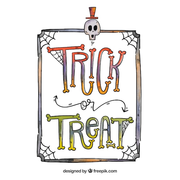 Watercolor lettering with halloween frame