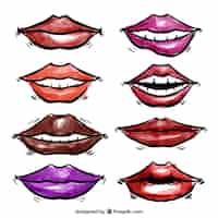 Free vector watercolor lips collection