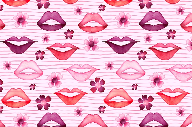 Free Vector watercolor lips pattern background