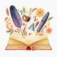 Free vector watercolor literature illustration