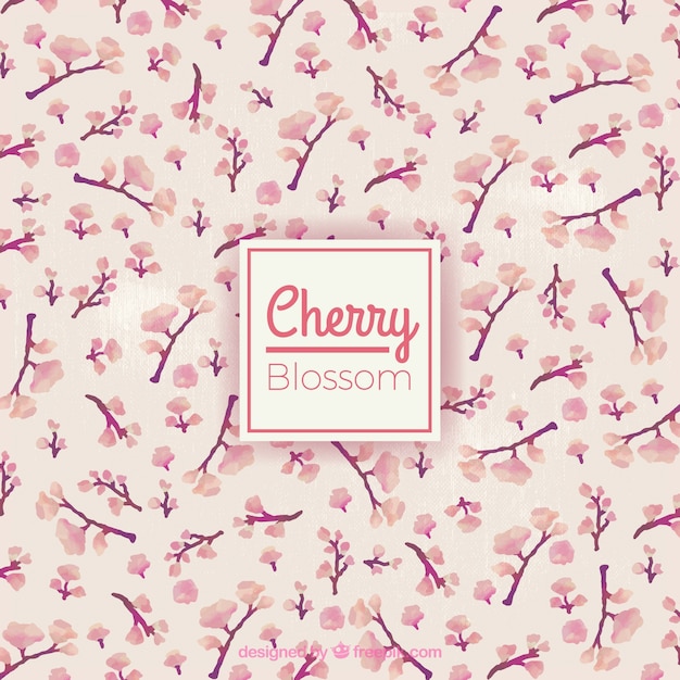 Watercolor little cherry blossom background