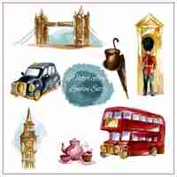 Free vector watercolor london set