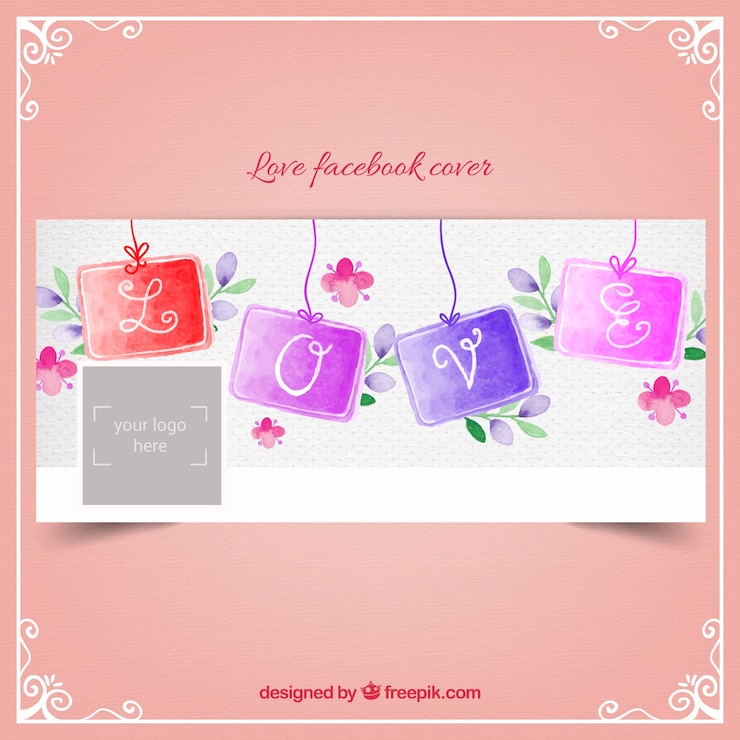Free Vector watercolor love facebook cover
