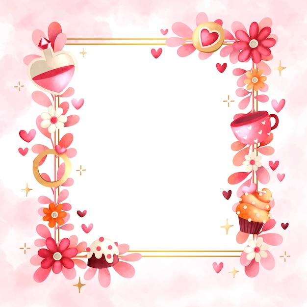 Free vector watercolor love photo frame template