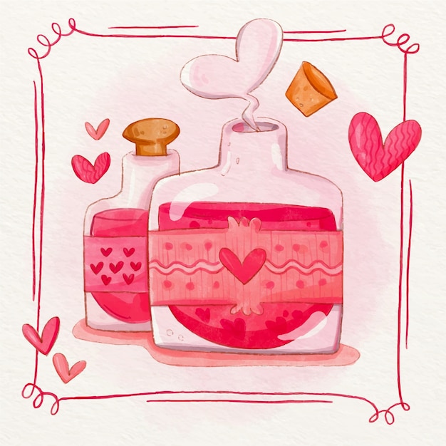 Free vector watercolor love potion illustration