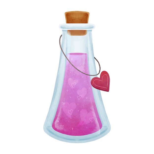 Watercolor love potion illustration