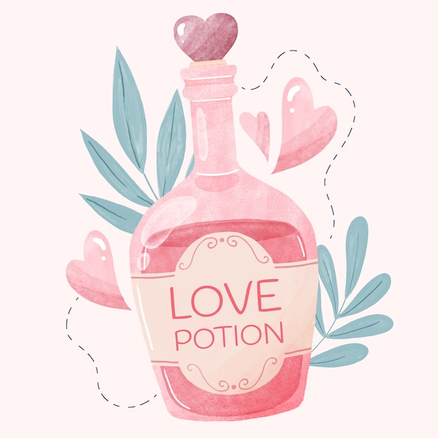 Free vector watercolor love potion illustration