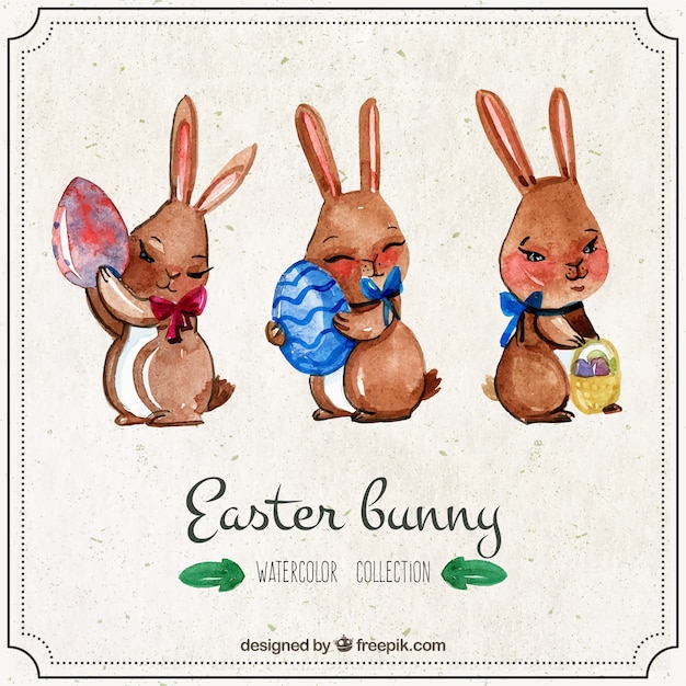 Free vector watercolor lovely easter bunny