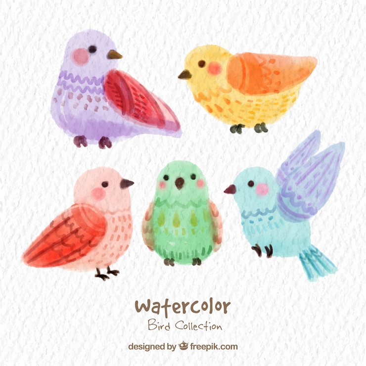 無料Vector 水彩美しい小さな鳥のコレクション