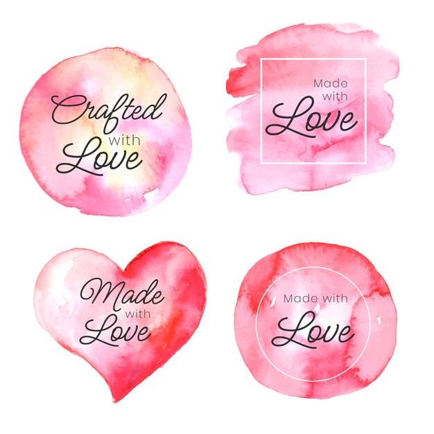 Watercolor made with love labels