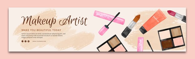 Watercolor make-up artist linkedin banner