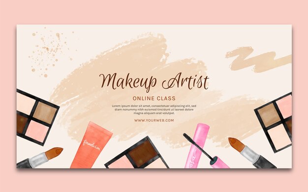 Watercolor make-up artist social media post template