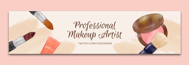 Watercolor make-up artist twitch banner