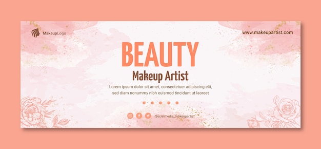 Free vector watercolor makeup artist facebook cover template