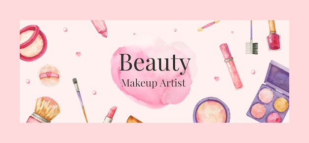 Watercolor makeup artist facebook cover