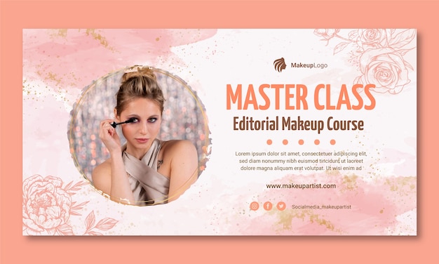 Watercolor makeup artist facebook template