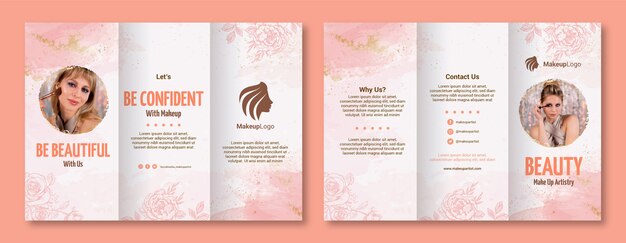 Watercolor makeup artist floral brochure