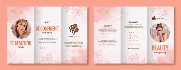 Watercolor makeup artist floral brochure