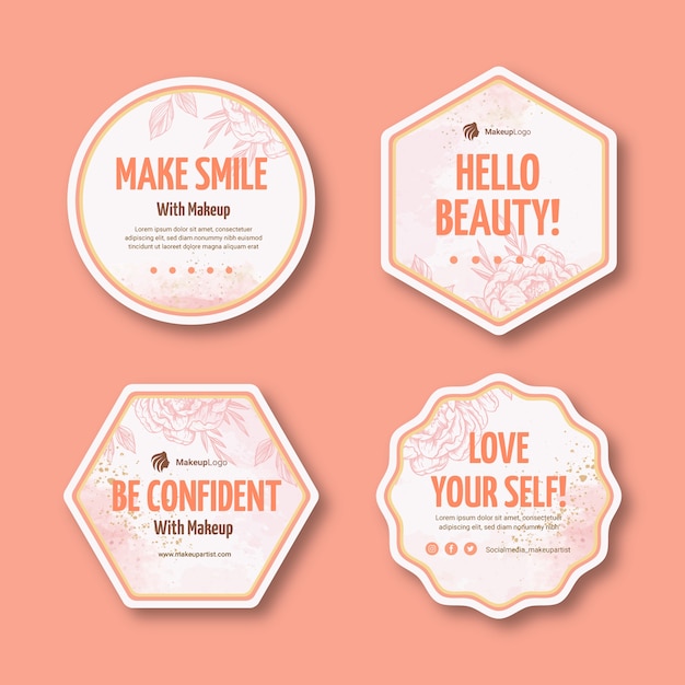 Free vector watercolor makeup artist label collection