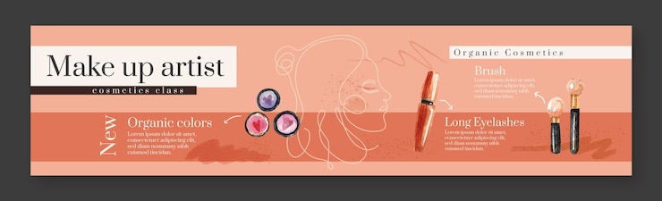 Free Vector watercolor makeup artist linkedin banner