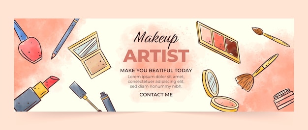 Free vector watercolor makeup artist twitter header