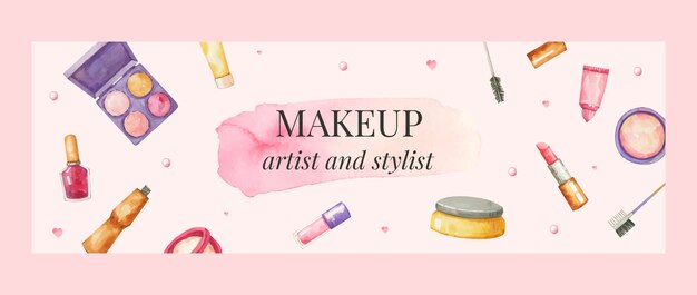 Watercolor makeup products twitter header