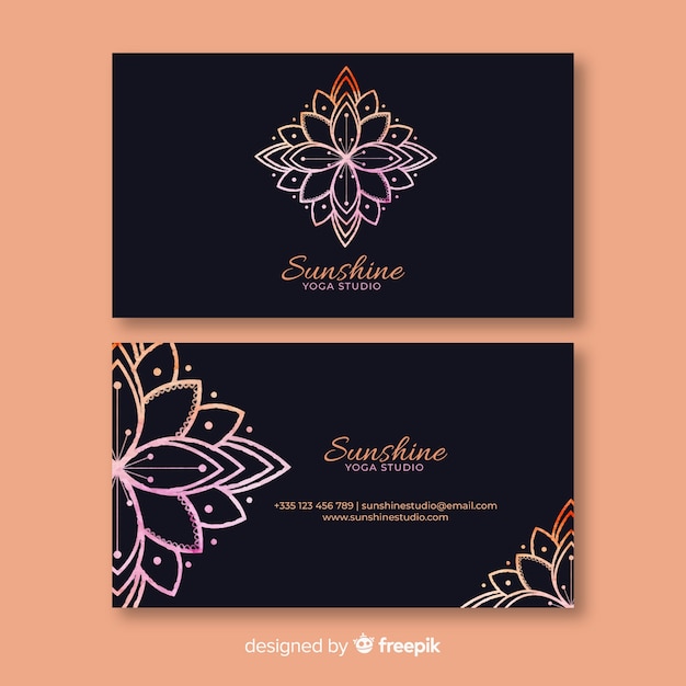 Watercolor mandala business card template