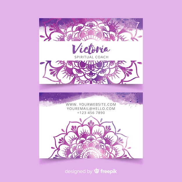 Watercolor mandala business card template