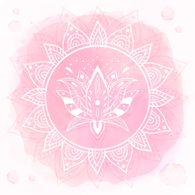 Free vector watercolor mandala lotus flower drawing