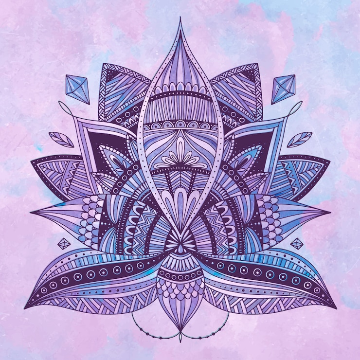 Free Vector watercolor mandala lotus flower drawing