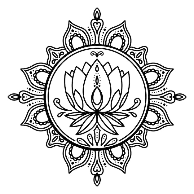 Акварельный рисунок цветка лотоса мандалы