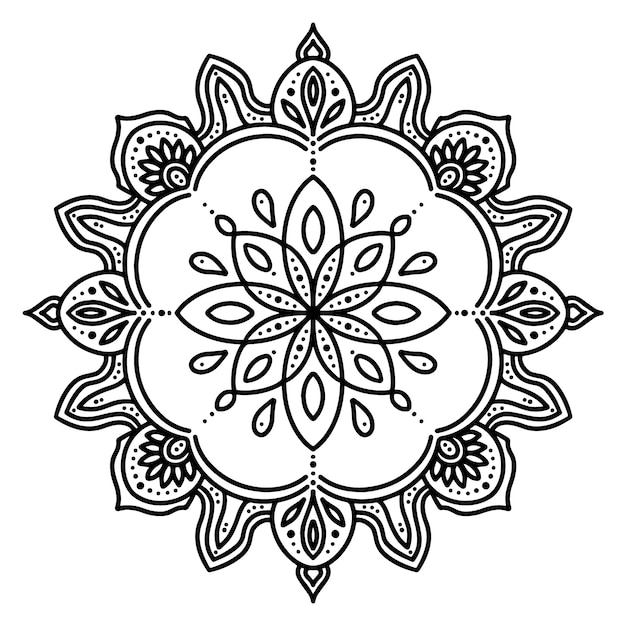 水彩曼荼羅蓮の花の描画