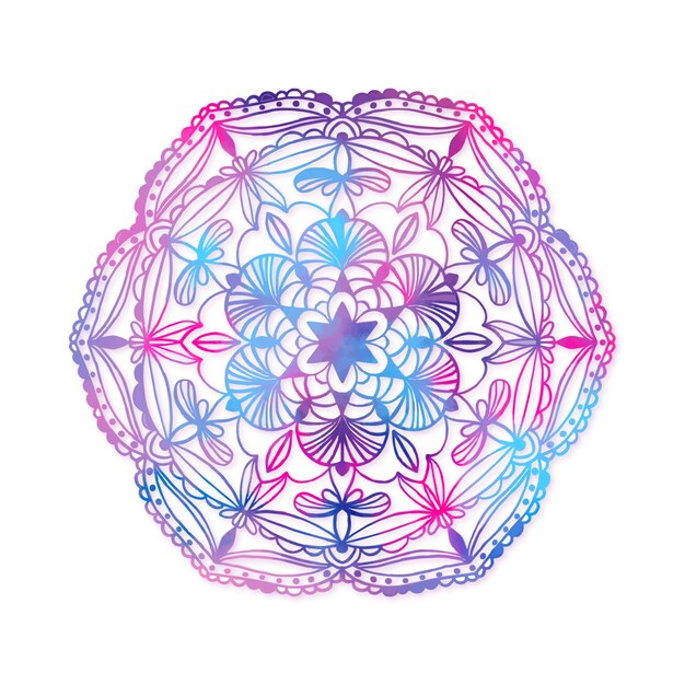 Watercolor mandala lotus flower drawing