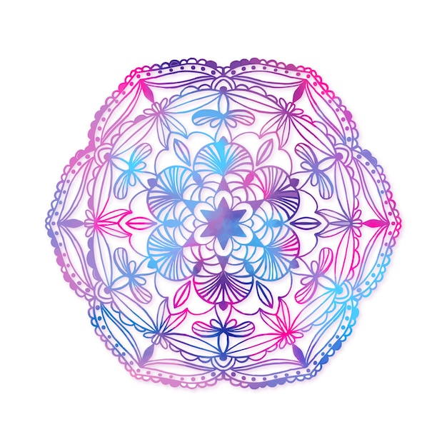 Watercolor mandala lotus flower drawing