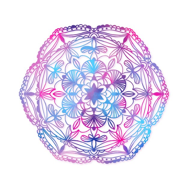 Акварельный рисунок цветка лотоса мандалы
