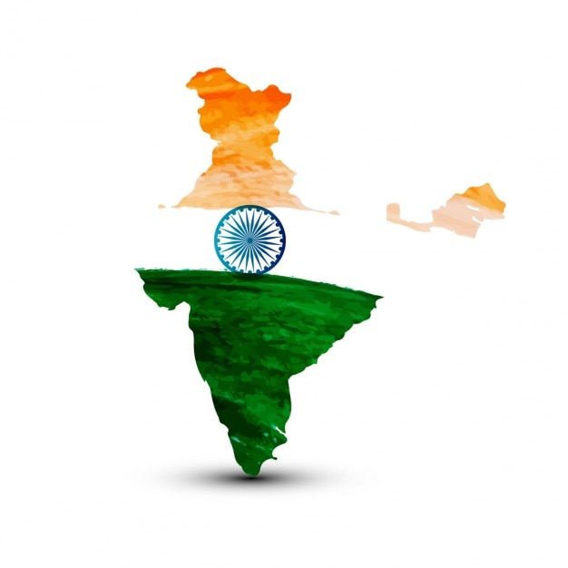 Vettore gratuito acquerello mappa di indian bandiera
