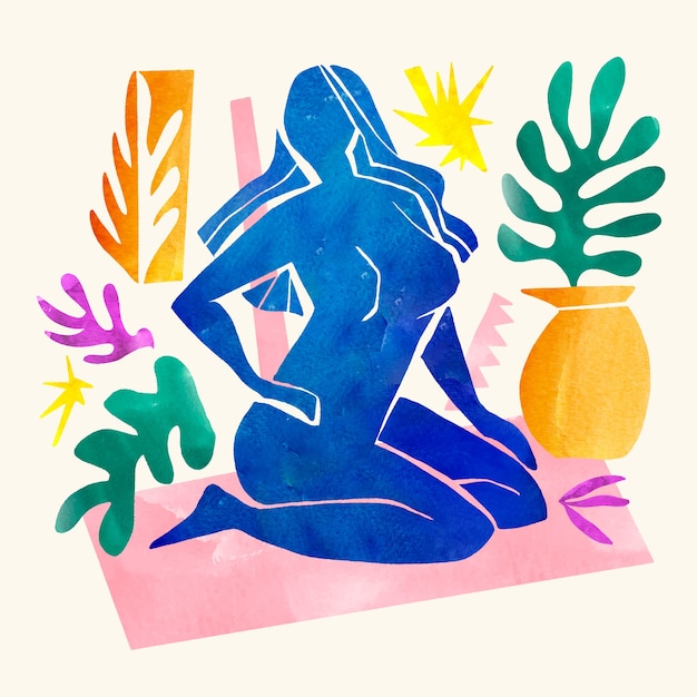 Free vector watercolor matisse style illustration