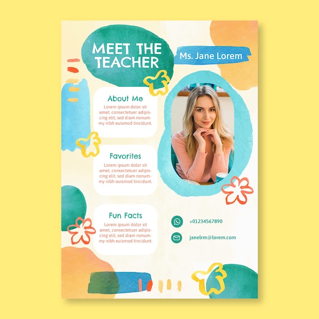 watercolor meet the teacher template design