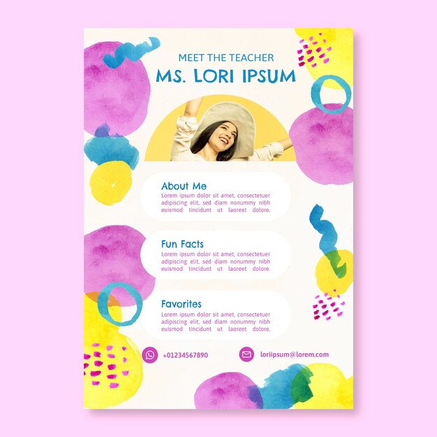 watercolor meet the teacher template design