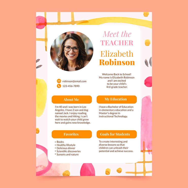 Free Vector watercolor meet the teacher template design