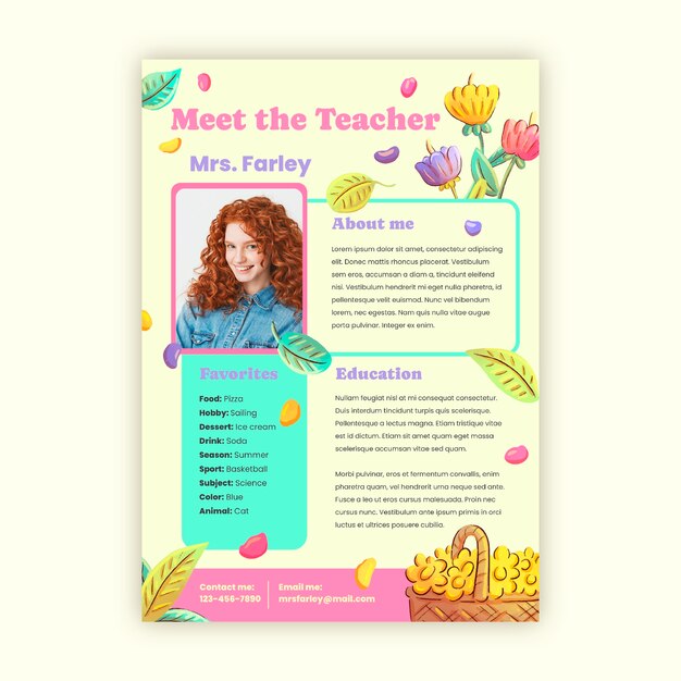 Watercolor meet the teacher template design
