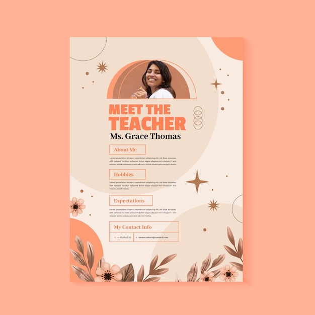 Watercolor meet the teacher template