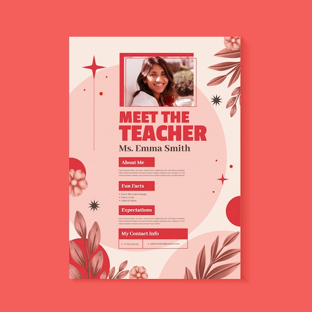 Free vector watercolor meet the teacher template