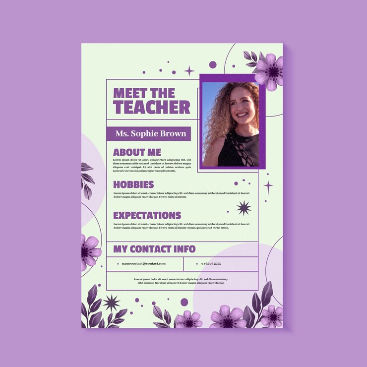 Free Vector watercolor meet the teacher template