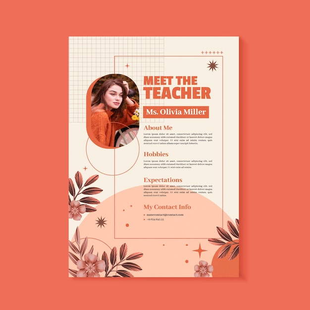 Free vector watercolor meet the teacher template