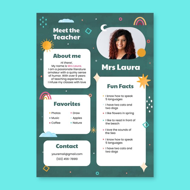Watercolor meet the teacher template