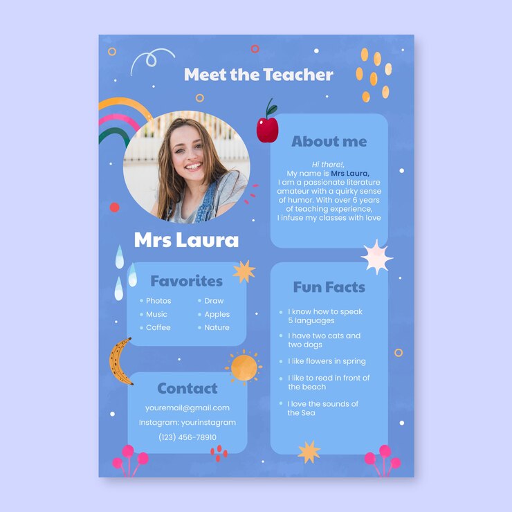 Free Vector watercolor meet the teacher template
