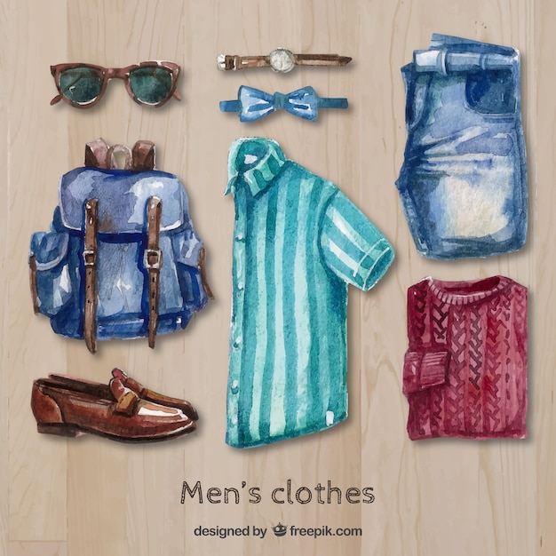 Free vector watercolor men's clothes in modern style