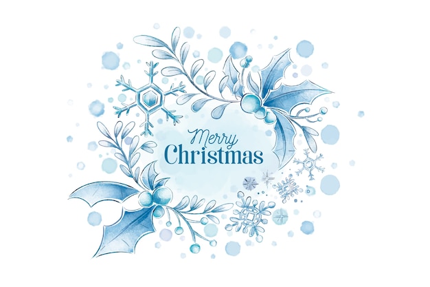 Watercolor merry christmas winter background