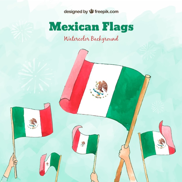 Watercolor mexican flag background